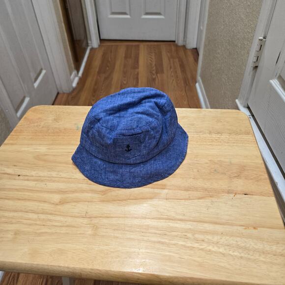 Janie and jack hat baby size 6 to 12 months blue linen blend anchor bucket hat - Picture 3 of 4